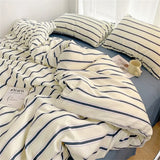 elvesmall  Pure Cotton Duvet Cover Bed Sheet Pillow Case 3/4pc Bedding Set High Quality Soft Comforter Quilt Cover Sleeping Naked Bed Linen