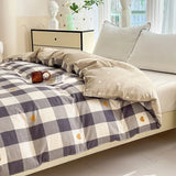 elvesmall Black Buffalo Plaid Cotton Duvet Cover Love Printed Reversible Comforter Covers Only, White Checkered Geometric Nordic Bedding