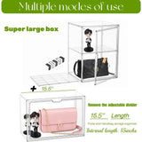 elvesmall Boot Storage Boxes Clear Stackable  Bins with Magnetic Lids Adjustable Divider