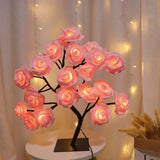 elvesmall 24 LED Fairy Flower Tree Table Lamps Maple Leaf Lamp Rose Night Light USB Operated Gifts for Wedding Party Hallowmas Decoration