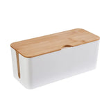 elvesmall Cable Storage Box Power Strip Case Wooden Power Line Wire Management Organizer Anti-Dust Charger Socket Network Line Storage Bin