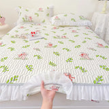 elvesmall Summer Cooling Mattress Cover Couple Cool Sleeping Mat Korean Lace Latex Cold Feeling Sheet Double Folding Bed Protection Pad