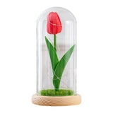 elvesmall  Artificial Flower Sunflower Tulip Glass Dome for Mother's Day Valentine's Day Gift Home Decorations LED Night Lamp Bedroom Decor