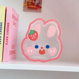elvesmall Kawaii Transparent Acrylic Pen Holder Desktop Organizer INS New Fashion Cute Bear Bunny Office Stationery Cosmetics Storage Box