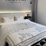 elvesmall High End French Style Embroidered Pure Cotton Bedding Set Luxury 100s Long-staple Cotton Duvet Cover Set Queen Blanket Covers