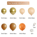 elvesmall 132Pcs Orange Balloons Garland Arch Kit Chrome Metallic Gold Brown Balloon for Baby Shower Bridal Shower Birthday Party Decor