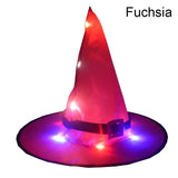 elvesmall  5 Colors Halloween Glowing Witch Hat Halloween Outdoor Hanging Glowing Witch Hat Light Operated For Yard Tree Decor Cosplay Prop