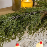 elvesmall Christmas Norfolk Pine Garland Dense Pine Real Touch Artificial Pine Cypress Ornament for Holiday Fireplace Table Home Decor