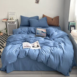 elvesmall 4pcs Duvet Cover Full King Forest Green Polyester Soft Quilt Cover Home Bedding Set Comforter Cover with Flat Sheet Pillowcase