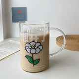 elvesmall  -  1000ml Glass Cups With Lid  And Straw Drinkware Cute Coffee Mugs Big Glasses For Drinks Water Tea  Korean Milk Juice Beer Cup