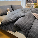 elvesmall  Professional Checkered Retro Grid Comforter Bedding Sets Cotton Bedding Set Bedding Jacquard King Linen Bed Duvet Cover Size