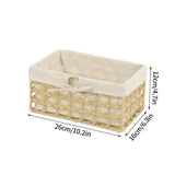 elvesmall Handwoven Storage Baskets Sundries Organizer with Lid Rectangular Cosmetics Box Clothes Laundry Basket Towel Toys Container