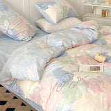 elvesmall Colorful Floral Duvet Cover Set with Sheet Pillowcases No Filling Cute Strawberry Bed Linen Full Queen Size Home Bedding Set