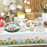 elvesmall Jungle Animals Disposable Tableware Wild One Woodland Safari 1st Birthday Party Decoration Kids Baby Shower Jungle Themed Party