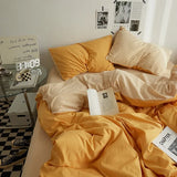 elvesmall  Bedding Set, AB Side Quilt Cover Bedding Linens Set, Duvet Cover Bed Sheets and Pillowcases, King Size Bedding Set