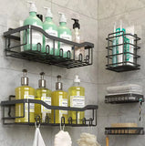 elvesmall Bathroom Storage Rack Kitchen Organizer Shelf Black Shelves Corner Frame Iron Shower Punch Free Mounted Caddy Rack