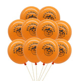 elvesmall 18pcs/set 18inch Orange Stars Foil Balloons Gold Confetti Black Latex Ball Halloween Kids Birthday Party Decors Inflate Balls