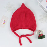 elvesmall Autumn Winter Ear Protection Baby Hat Warm Knitted Kids Lacing Cap Solid Color Infant Boy Girls Beanie Bonnet Enfant