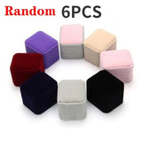 elvesmall 6PCS Square Red Velvet Ring Box Jewelry Case Storage Organizer Gift Earrings Packaging Box Portable Travel Wedding Wholesale