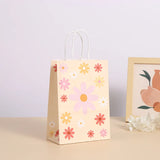 elvesmall 6Pcs Sweet Daisy Flower Paper Kraft Gift Packing Bags with Handle Candy Favor Bag Wedding Baby Shower Kids Birthday Party Decor