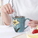 elvesmall  -  Korean Style Retro Hand-painted Creative Mug Personalized Simple Ceramic Coffee Cup Household Large Capacity Juice Drink Milk Cu