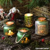elvesmall  Christmas Festival Candlestick Wind Lamp Candle Cup Desktop Decoration Decoration Decoration Party Atmosphere INS Romantic Style