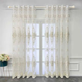 elvesmall French Luxury White Flowers Beads Embroidered Sheer Tulle Embossed Curtains For Bedroom Living Room Window Voile Fabric Drapes