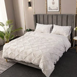 elvesmall Crafts 3D Pinch Pleated Duvet Cover Set Queen Size Solid Single Double Bedding Set King Soft Durable Quilt Cover and Pillow Case