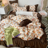elvesmall Romantic Flower Lace Bedding Set with Ruffles for Girls and Women Sets Full Bed Sheets Quilt Comforter Duvet Complete King Size
