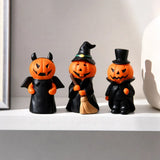 elvesmall Funny Halloween Funny Pumpkin Man Craft Resin Pumpkin Man Desktop Ornament Figurine Witch Top Hat Packs Realistic Ghost Figurine
