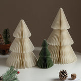 elvesmall Green Origami Mini Christmas Tree Tabletop Ornaments Red Paper Xmas Tree Gifts For Christmas Home Party Scene Decoration Props