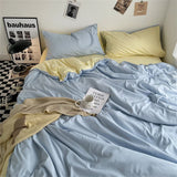 elvesmall Bedding Set Home Bedroom Decor Washed Cotton Bed Sheets Set Double Duvet Cover Set Duvet Cover Flat Sheet Quilt Cover Pillowcase