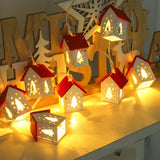 elvesmall Christmas Wood House LED Light Xmas Tree Decorative Light String Wall Hanging Decoration Christmas Atmosphere Decor