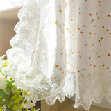 elvesmall  1PC Little Daisy Ruffle Short Curtains for Small Window White Drape Cabinet Kitchen Study Rod Special Blinds #E