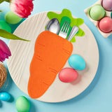 elvesmall  2/4/6pcs Easter Knife Fork Bags Felt Carrot shape Cutlery Holder Bag for Easter Party Table home Decorations Tableware Organizer