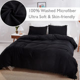 elvesmall Nordic Simplicity Bedding Set With Pompom Duvet Cover Queen Size Comforter Bedding Sets King High Quality Bed Linen