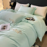 elvesmall  Embroidery 100% Lyocell Fiber Duvet Cover Set 220x240 High End Skin Friendly King Size Bedding Set Luxury Soft Pink Bedding Sets