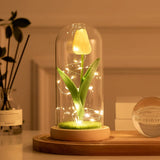 elvesmall  Artificial Flower Sunflower Tulip Glass Dome for Mother's Day Valentine's Day Gift Home Decorations LED Night Lamp Bedroom Decor