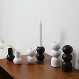 elvesmall Ceramic Candle Holder Nordic Style Taper Candlesticks Holder for Centerpieces Wedding Decorations Black White Color