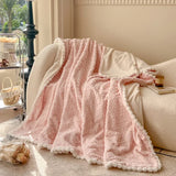 elvesmall  Multifunctional faux fur winter blanket with zipper 3D rose bed linen plush sofa blankets Microfiber bedding quilt Duvet cover