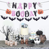 elvesmall Happy Halloween Banner Pumpkin bat pattern Bunting Garland Home Decor for Fireplace Halloween Theme Party Decorations Supplies