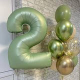 elvesmall 32/40inch Vintage Green Number Balloon With Retro Green Balloons Set for Happy Birthday Party Decorations Baby Shower Supply