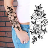 elvesmall Women's Fashion Flower Temporary Tattoos Sticker Fake Rose Feather TatooS Decal Waterproof Body Art Legs Arm Tatoos For Women