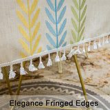 elvesmall Embroidery Tassel Tablecloth,Cotton Linen Dust Proof Dinner Table Cover,for Kitchen Dining Room Party Home Tabletop Decoration