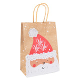 elvesmall 5Pcs Kraft Gift Bags with Handle Elk Snowflake Christmas Tree Merry Christmas Party Favors Packaging Bag Navidad New Year 2025