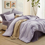 elvesmall  Queen Comforter Set Sage Green, 7 Pieces Soft Comforter for Queen Size Bed with Sheets, Pillowcases & Shams, All Season Boho Bed
