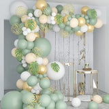 elvesmall  Avocado Green Gold Balloon Garland Arch Kit Wedding Birthday Party Kids Baby Shower Decor 1st Birthday Confetti Letax Ballons