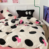 elvesmall Simple Plaid Style Duvet Cover with Pillowcases Flat Sheet Skin-friendly Quilt Cover Twin Bed Linens Adults Boys Bedding Sets