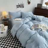 elvesmall INS Solid color Bedding Comforter sets Duvet Cover bedsheets set pillowcases Bedding Linens Set Queen/King Bed