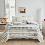 elvesmall  -  New Striped Furball Double Duvet Cover Set 220x240 High-end with Tassels King Size Bedding Set Queen Quilt Cover and Pillowcases